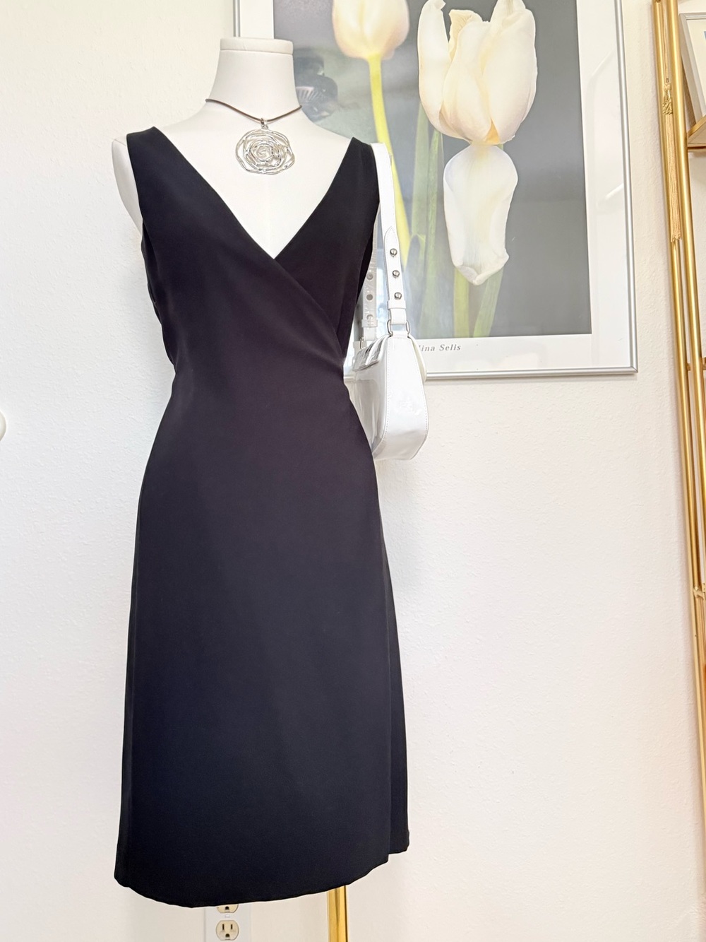 Vintage Esprit Midi Wrap Dress 90s Minimalist Feminine
